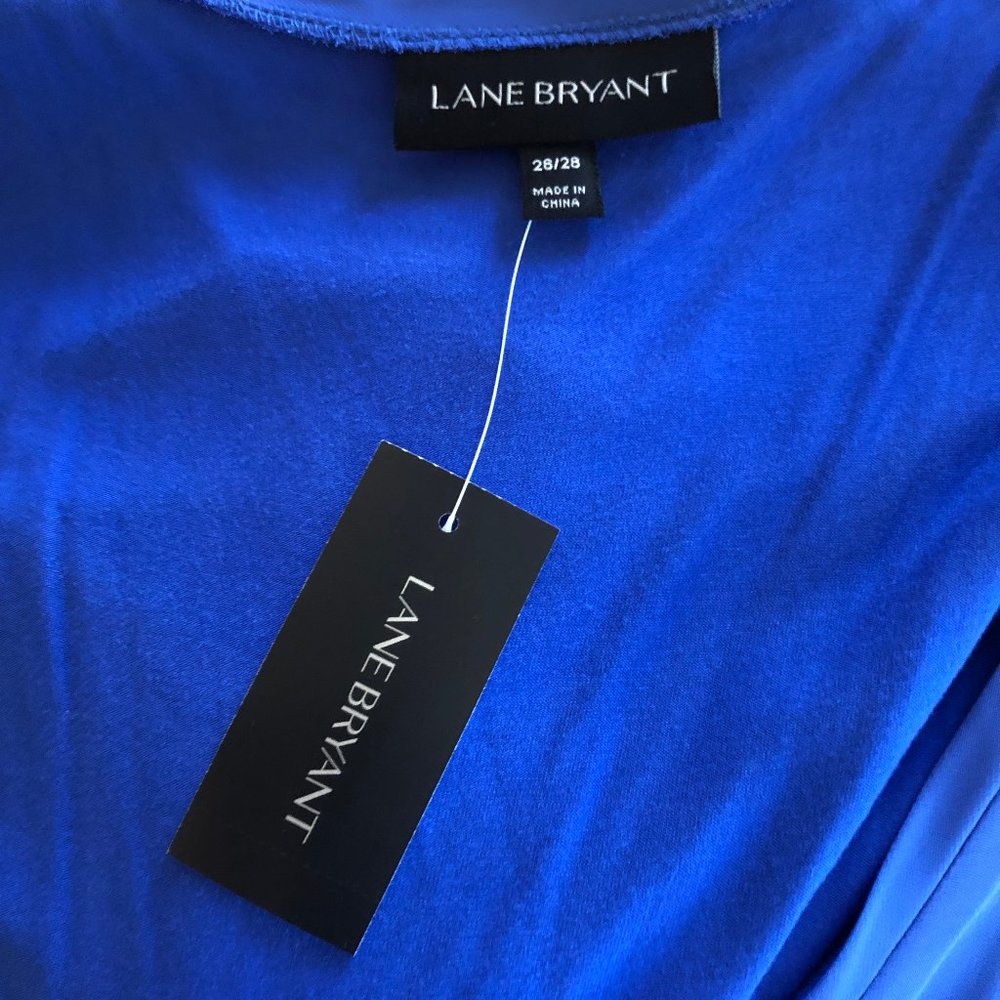 NWT Lane Bryant Sleeveless Trench Coat Navy Blue Long Tie Vest Plus Size 26/28 - Picture 8 of 8